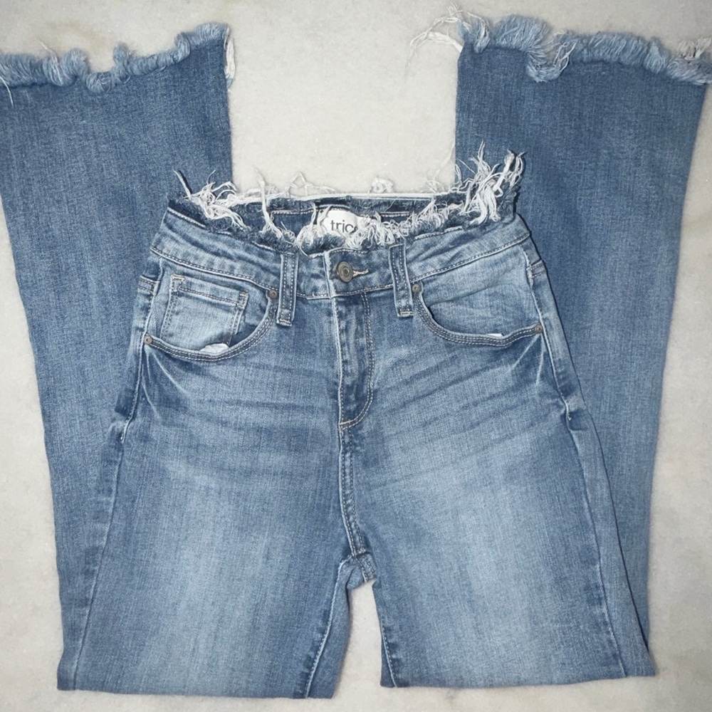 Trendy Frayed Hem Wide Leg Boutique Jeans